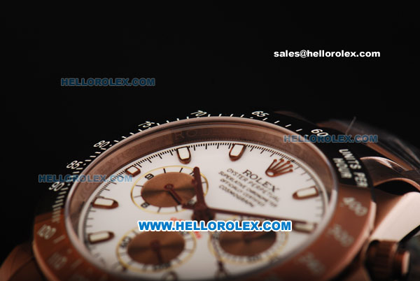 Rolex Daytona Oyster Perpetual Automatic Movement Brown PVD Case and Strap with White Dial and Stick Markers - Click Image to Close